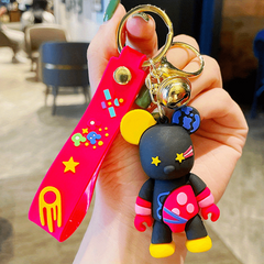 Graffiti Bear Keychain Couple School Bag Ornament Doll Key Chain Pendant Gift