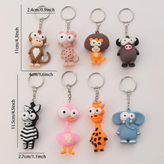 8pcs Cartoon Keychain Toys Keyring Pendants for Birthday Party Favors