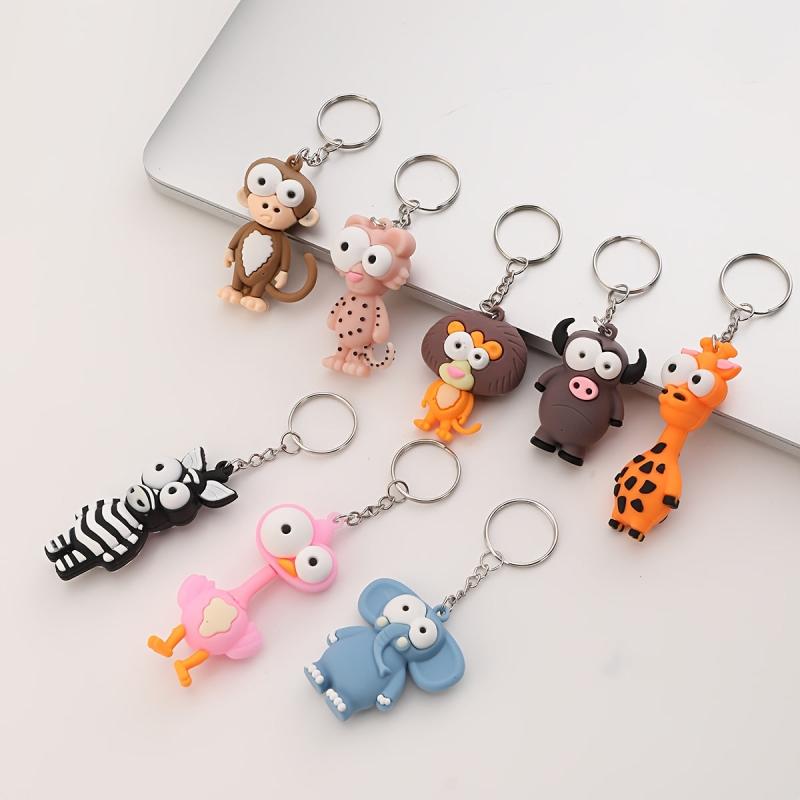 8pcs Cartoon Keychain Toys Keyring Pendants for Birthday Party Favors