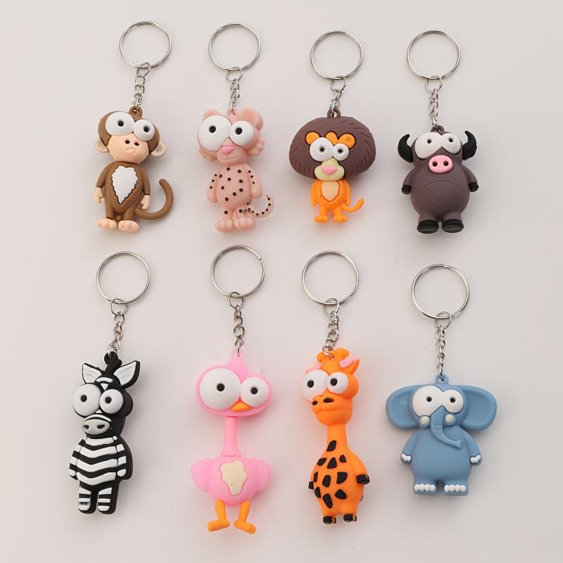 8pcs Cartoon Keychain Toys Keyring Pendants for Birthday Party Favors