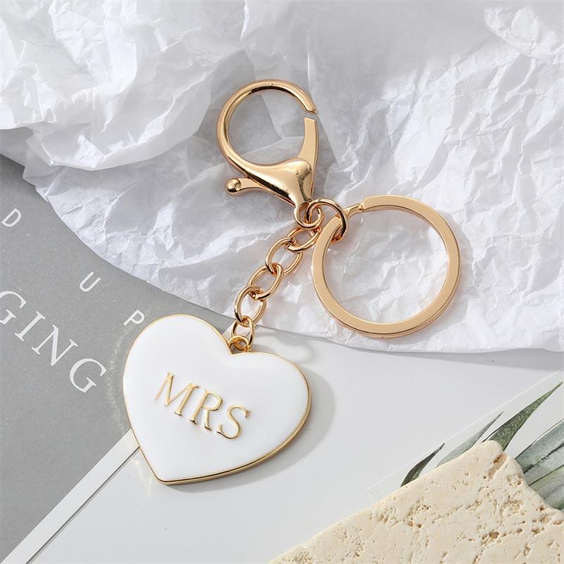 Love Heart Alloy Charm Keychain Pendant Bag Couple Keyring Ornament