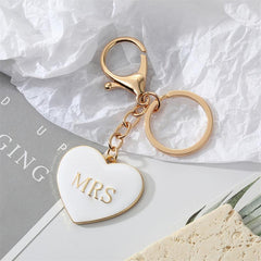 Love Heart Alloy Charm Keychain Pendant Bag Couple Keyring Ornament