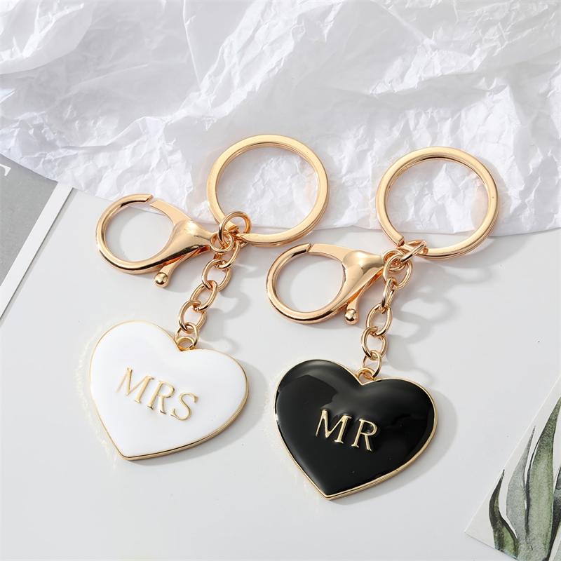 Love Heart Alloy Charm Keychain Pendant Bag Couple Keyring Ornament