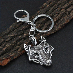 Viking Wolf Head Keychain Retro Key Ring Jewelry Gift