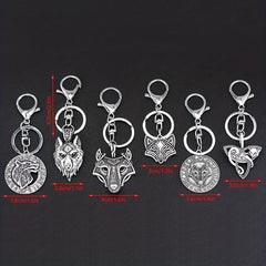 Viking Wolf Head Keychain Retro Key Ring Jewelry Gift