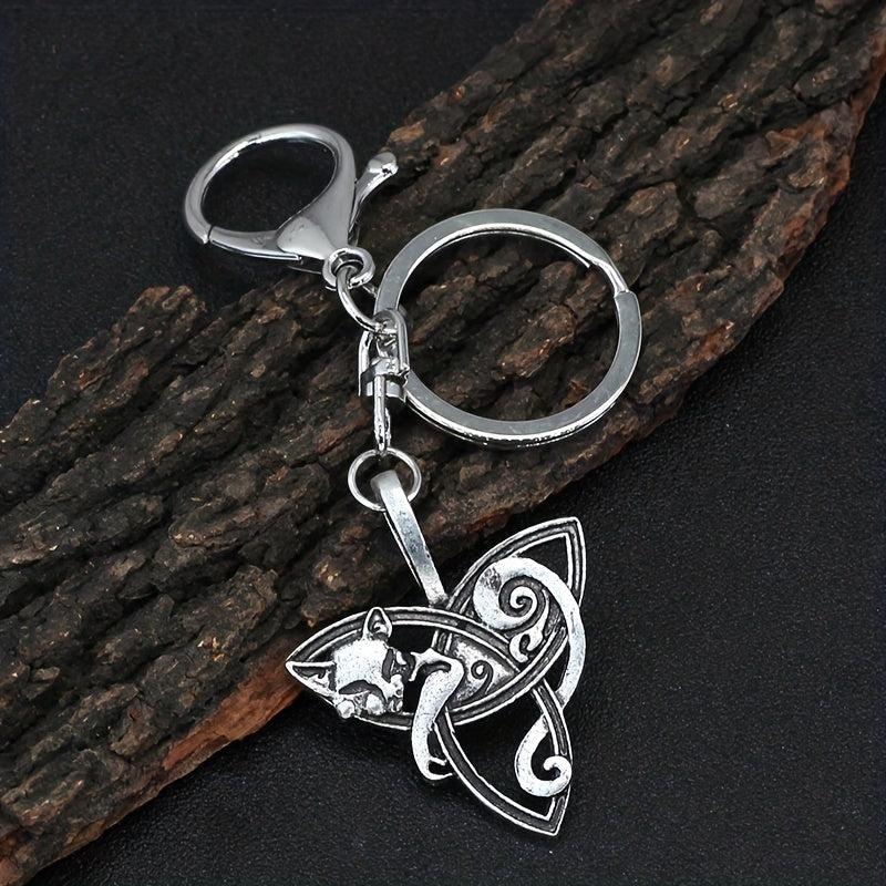 Viking Wolf Head Keychain Retro Key Ring Jewelry Gift