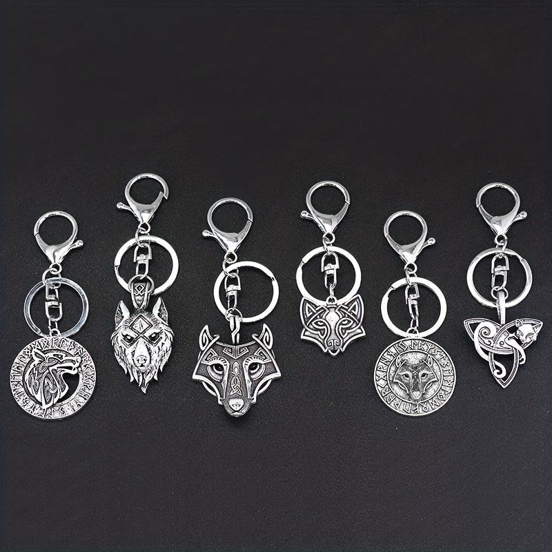 Viking Wolf Head Keychain Retro Key Ring Jewelry Gift