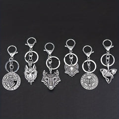 Viking Wolf Head Keychain Retro Key Ring Jewelry Gift