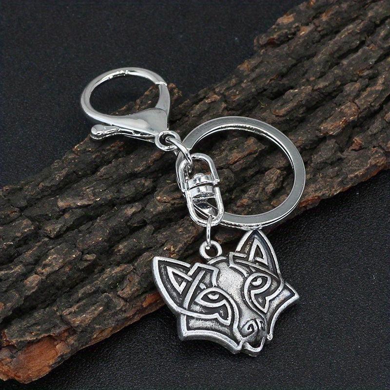 Viking Wolf Head Keychain Retro Key Ring Jewelry Gift