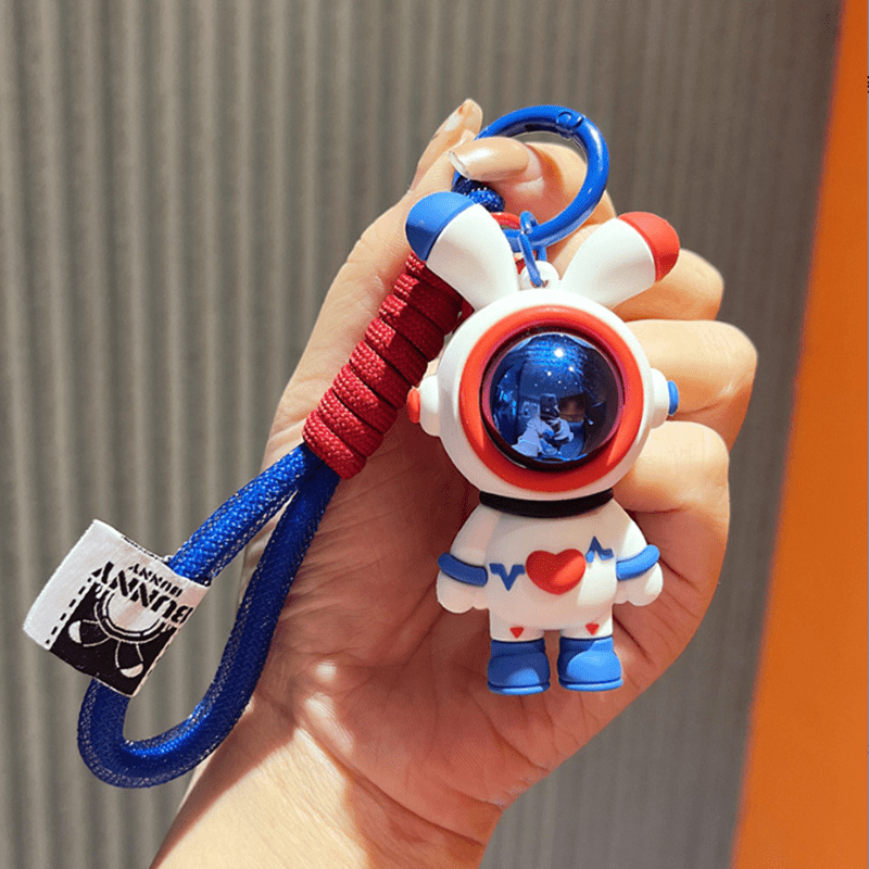 Astronaut Rabbit Charm Keychain Cartoon Doll Keyring Bag Accessory
