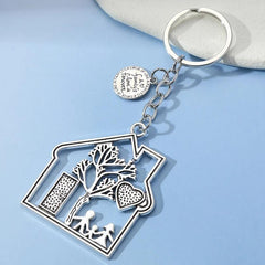 Family House Keychain Dad Mom Child Love Handbag Purse Key Chain