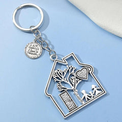 Family House Keychain Dad Mom Child Love Handbag Purse Key Chain