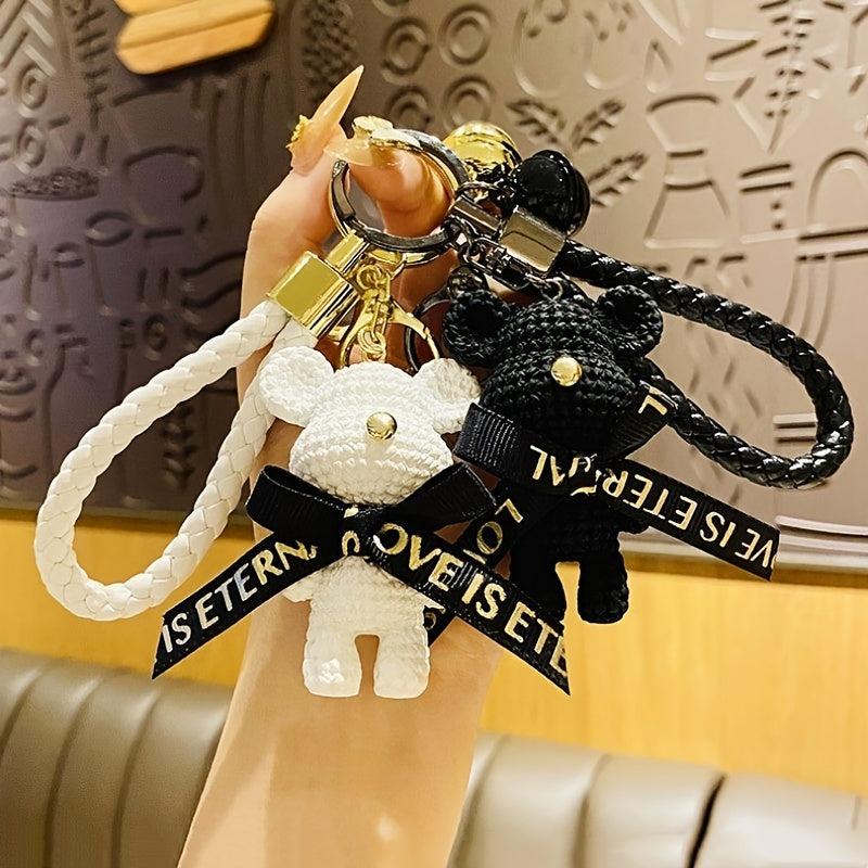 Cartoon Bear Keychain Backpack Charms Bag Key Wristlet Bracelet Car Key Charms