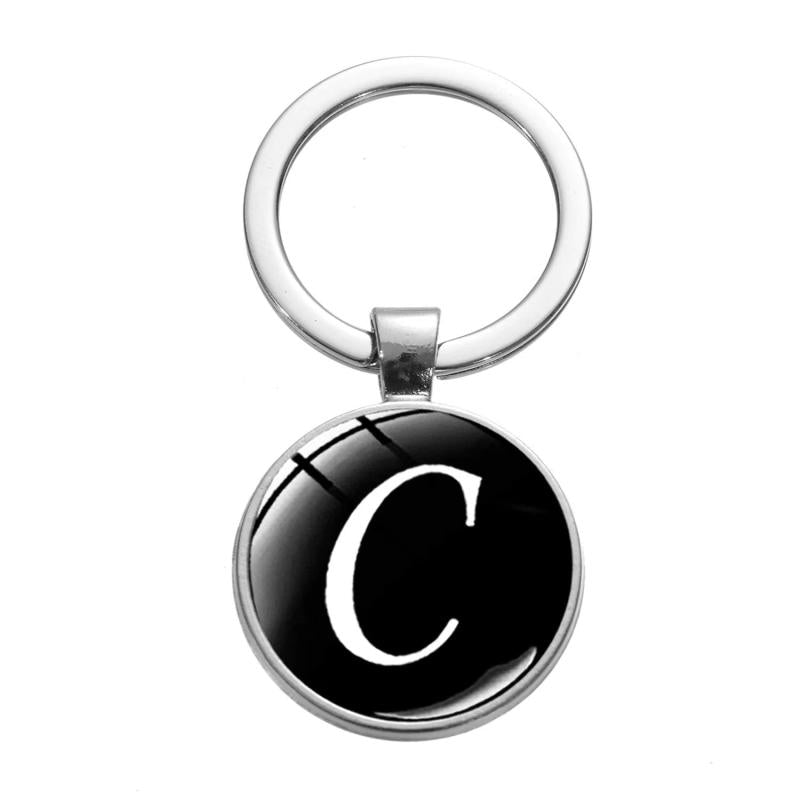 Cursive Alphabet Key Pendant Alloy Key Chain A Initial Keychain Gift