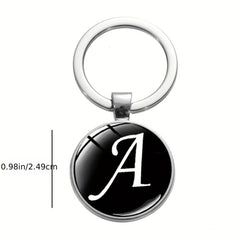 Cursive Alphabet Key Pendant Alloy Key Chain A Initial Keychain Gift