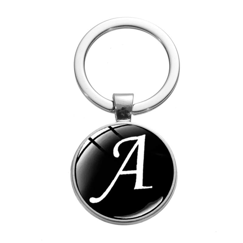 Cursive Alphabet Key Pendant Alloy Key Chain A Initial Keychain Gift