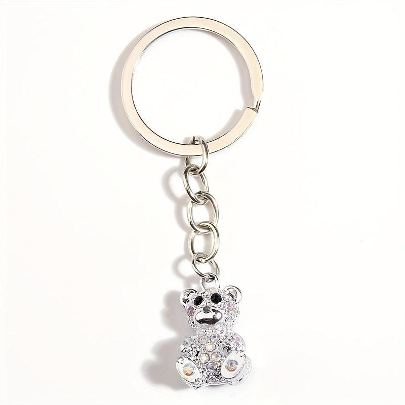 Rhinestone Bear Keychain Metal Doll Key Ring Phone Pendant Gift