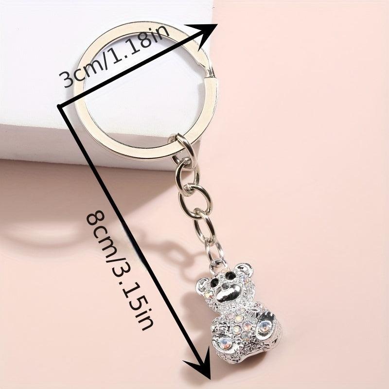 Rhinestone Bear Keychain Metal Doll Key Ring Phone Pendant Gift