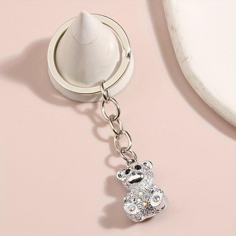 Rhinestone Bear Keychain Metal Doll Key Ring Phone Pendant Gift