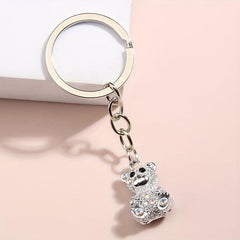 Rhinestone Bear Keychain Metal Doll Key Ring Phone Pendant Gift