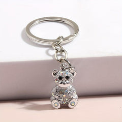 Rhinestone Bear Keychain Metal Doll Key Ring Phone Pendant Gift