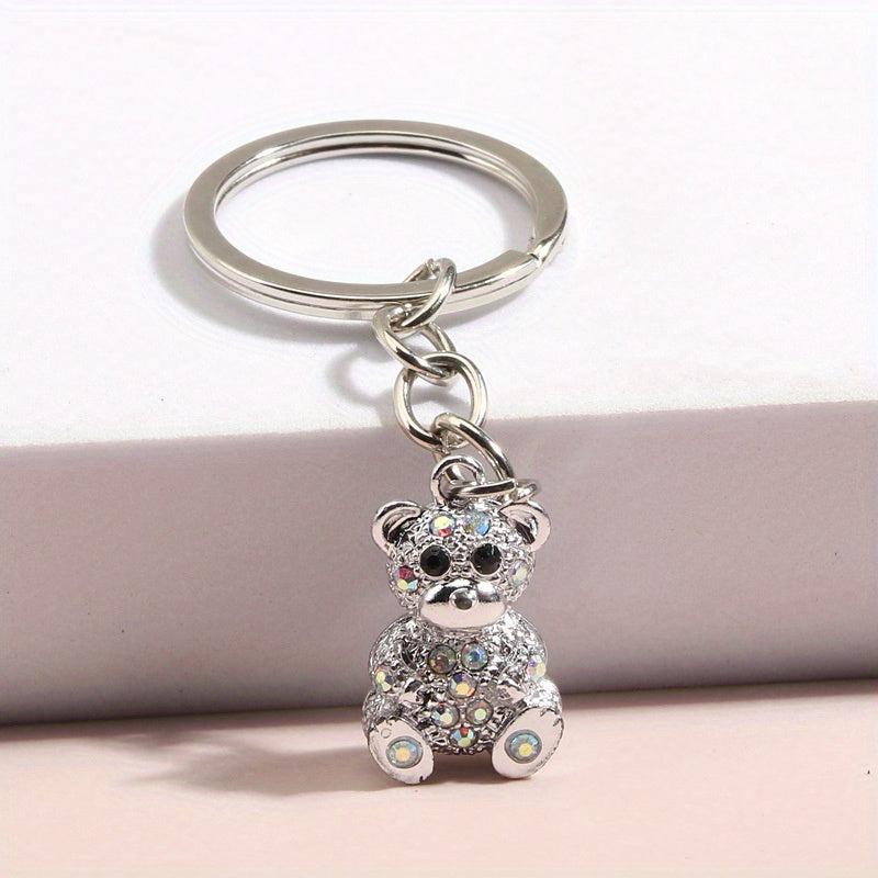 Rhinestone Bear Keychain Metal Doll Key Ring Phone Pendant Gift