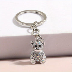 Rhinestone Bear Keychain Metal Doll Key Ring Phone Pendant Gift