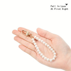 Faux Pearl Keychain Straps Beaded Keyring Lanyard Key Chain Holder