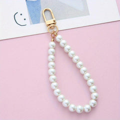 Faux Pearl Keychain Straps Beaded Keyring Lanyard Key Chain Holder