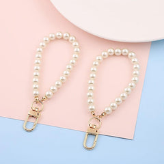 Faux Pearl Keychain Straps Beaded Keyring Lanyard Key Chain Holder