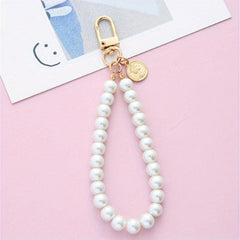 Faux Pearl Keychain Straps Beaded Keyring Lanyard Key Chain Holder