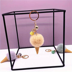 Plush Ice Cream Keychain Bag Car Key Pendant Ornament
