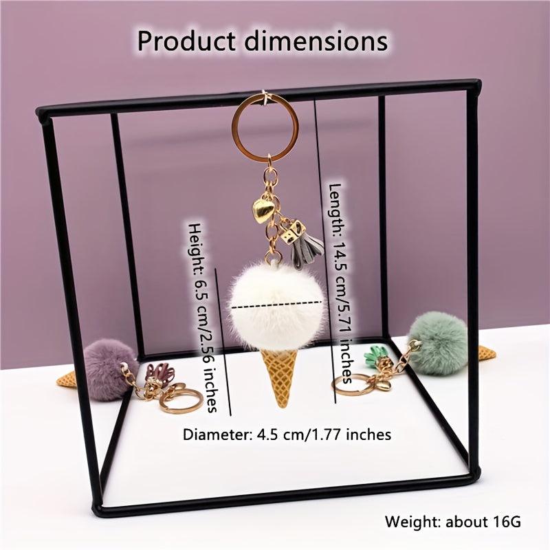 Plush Ice Cream Keychain Bag Car Key Pendant Ornament