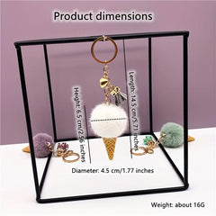 Plush Ice Cream Keychain Bag Car Key Pendant Ornament