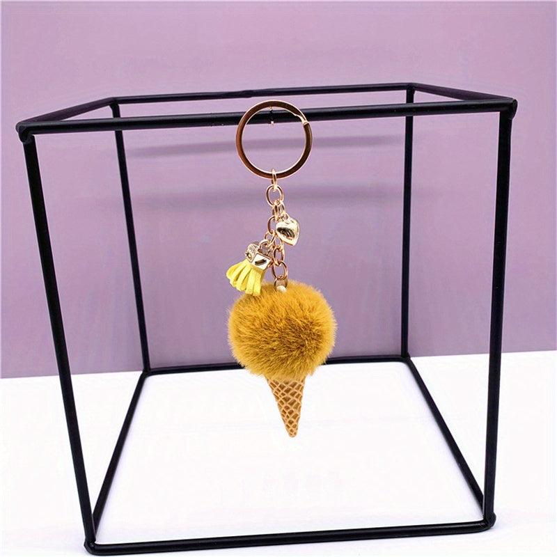 Plush Ice Cream Keychain Bag Car Key Pendant Ornament