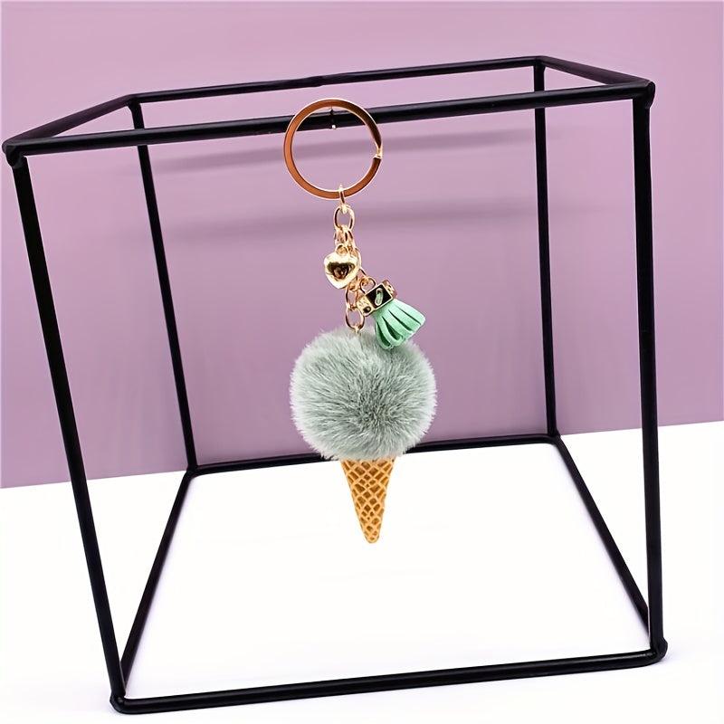 Plush Ice Cream Keychain Bag Car Key Pendant Ornament