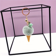Plush Ice Cream Keychain Bag Car Key Pendant Ornament