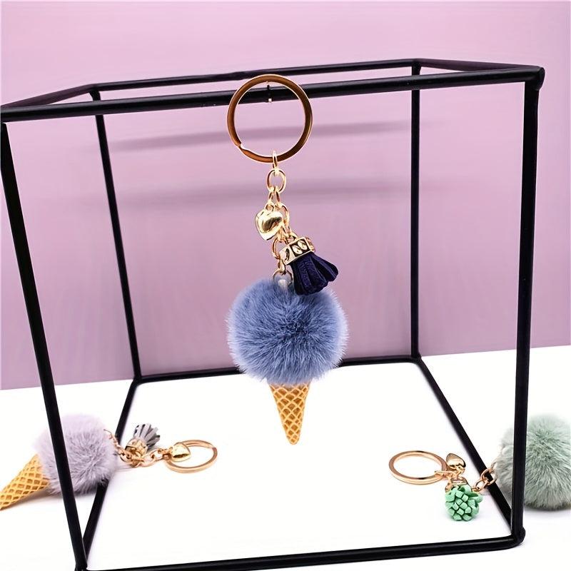 Plush Ice Cream Keychain Bag Car Key Pendant Ornament
