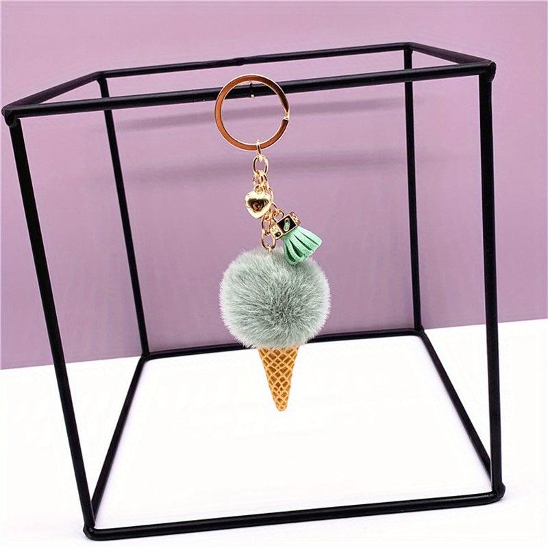 Plush Ice Cream Keychain Bag Car Key Pendant Ornament