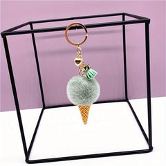 Plush Ice Cream Keychain Bag Car Key Pendant Ornament
