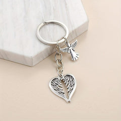 Angel Wings Keychain Fairy Metal Key Ring Car Hanging Accessory
