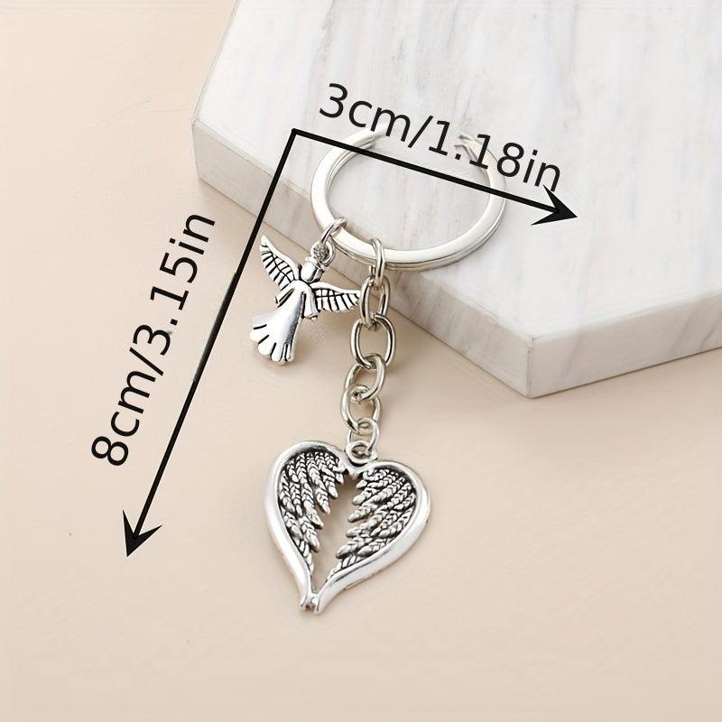 Angel Wings Keychain Fairy Metal Key Ring Car Hanging Accessory