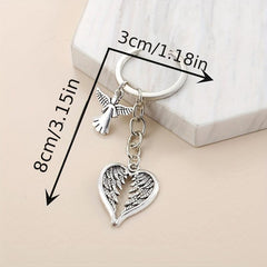 Angel Wings Keychain Fairy Metal Key Ring Car Hanging Accessory