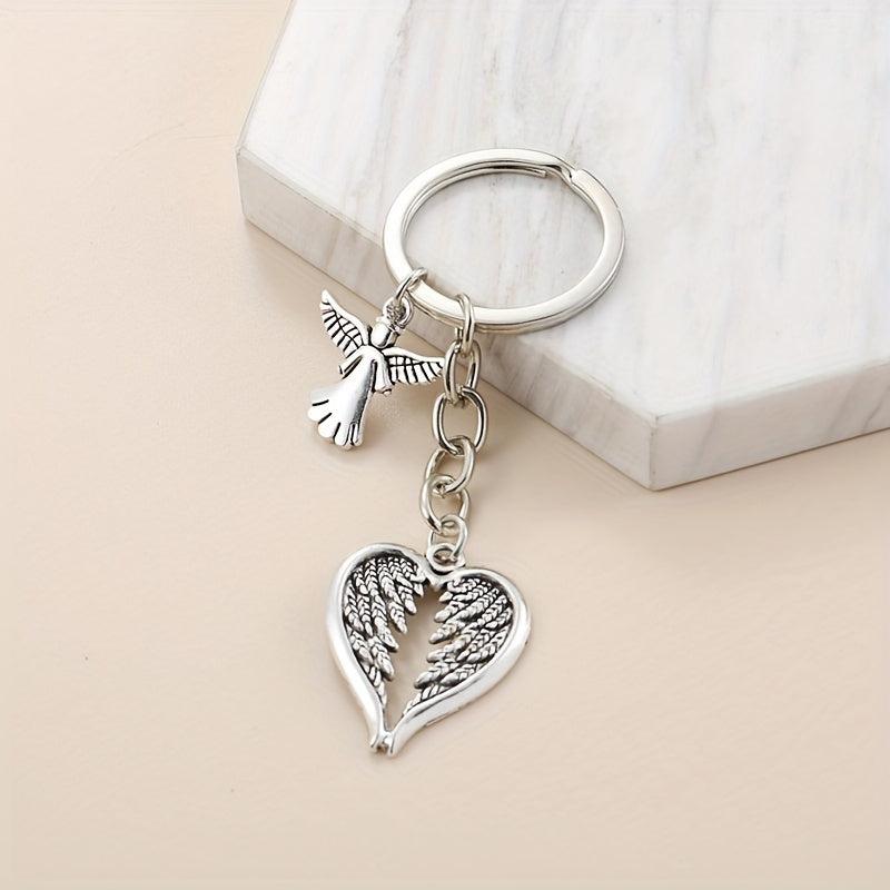 Angel Wings Keychain Fairy Metal Key Ring Car Hanging Accessory
