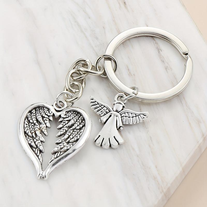 Angel Wings Keychain Fairy Metal Key Ring Car Hanging Accessory
