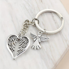 Angel Wings Keychain Fairy Metal Key Ring Car Hanging Accessory