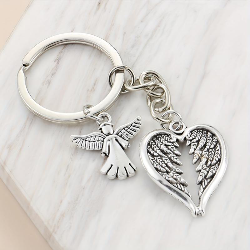 Angel Wings Keychain Fairy Metal Key Ring Car Hanging Accessory