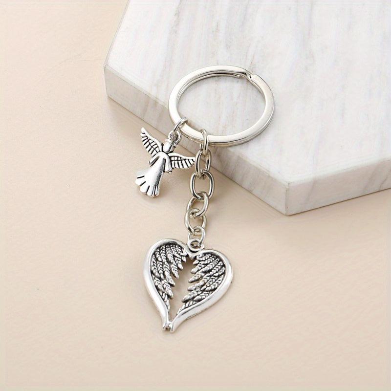 Angel Wings Keychain Fairy Metal Key Ring Car Hanging Accessory