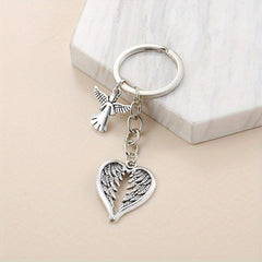 Angel Wings Keychain Fairy Metal Key Ring Car Hanging Accessory