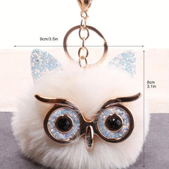 Cute Owl Keychain Plush Animal Key Ring Purse Bag Backpack Car Charm